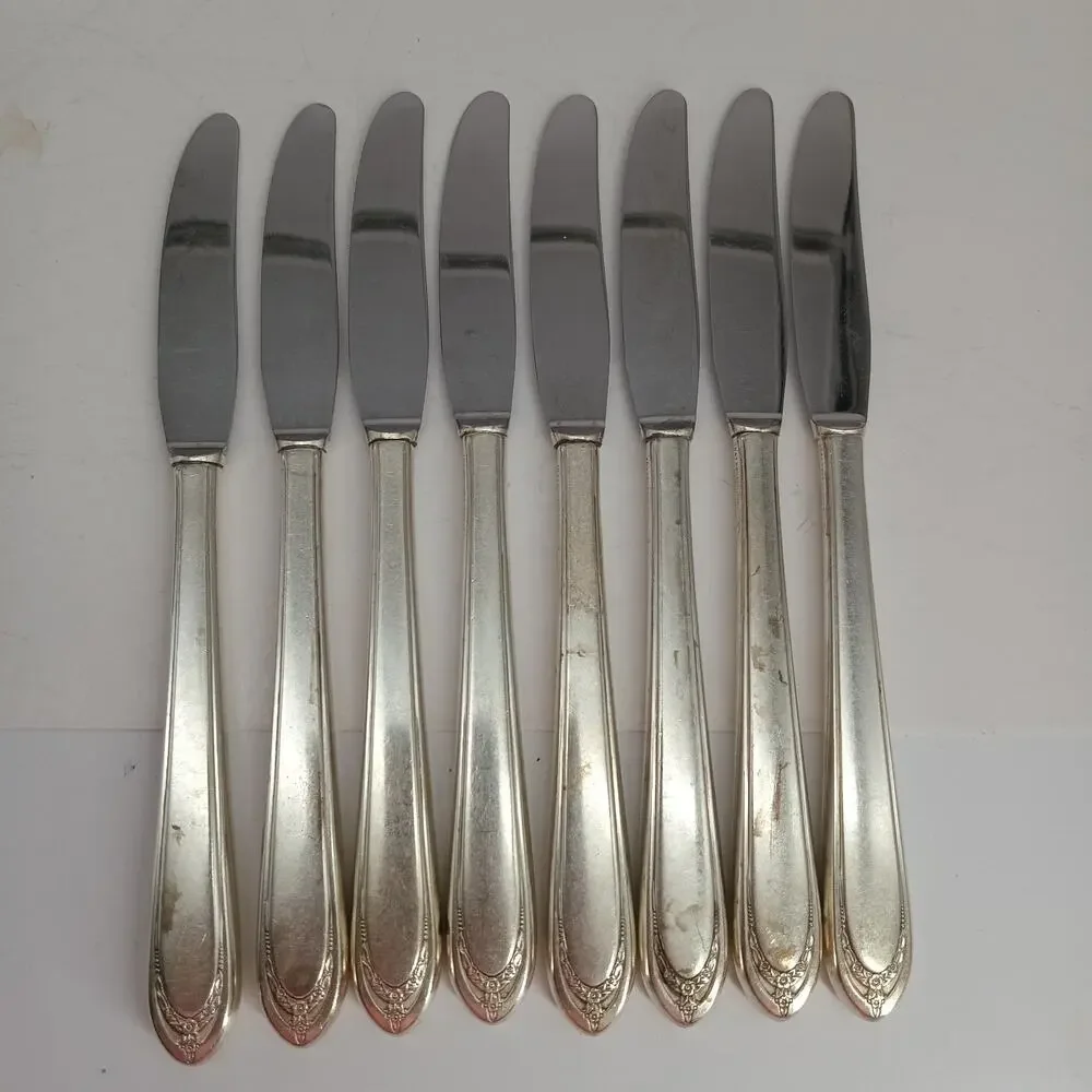 8X BK 1847 Rogers Bros IS International Silver Plate Lovelace Butter Knives